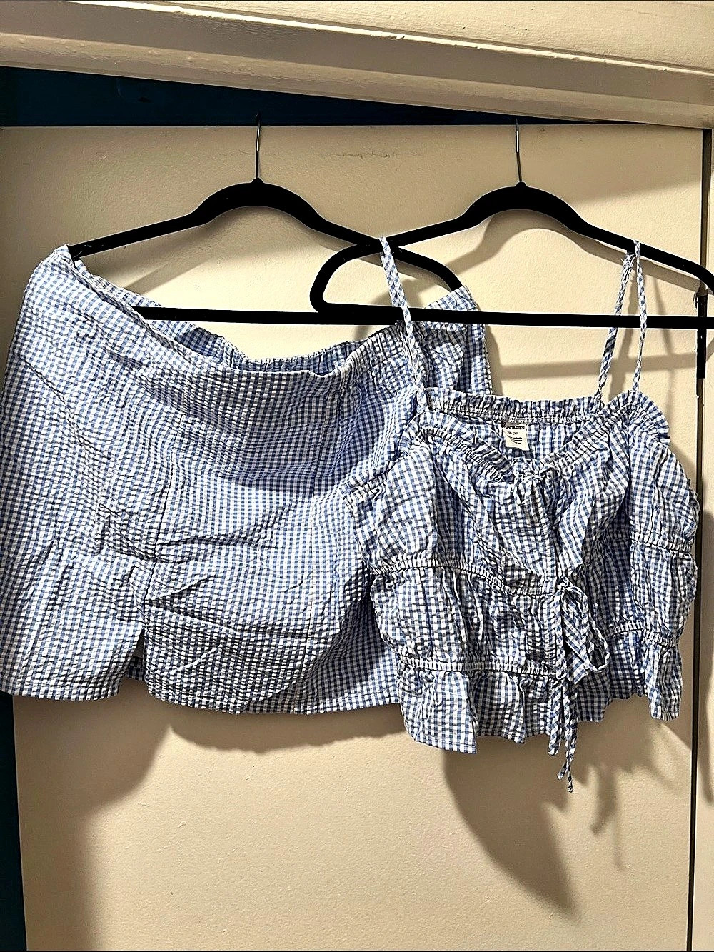 Crop Top Set Blue & White Like New